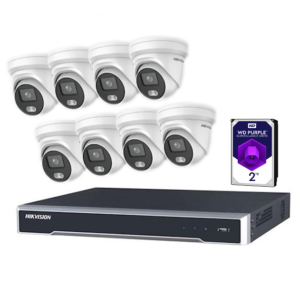 ColorVu IP set, 24/7 Fulltime kleur, 8 Dome’s met Audio + 2TB HDD