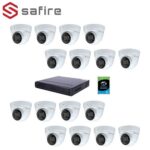 SAFIRE Complete 4 megapixel IP set met 16 Turret Hybride Dome's, IR/LED / Mic, + 4TB